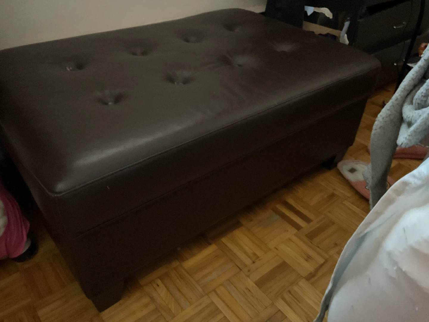 Dark Brown Tufted Storage Ottoman - photo 2