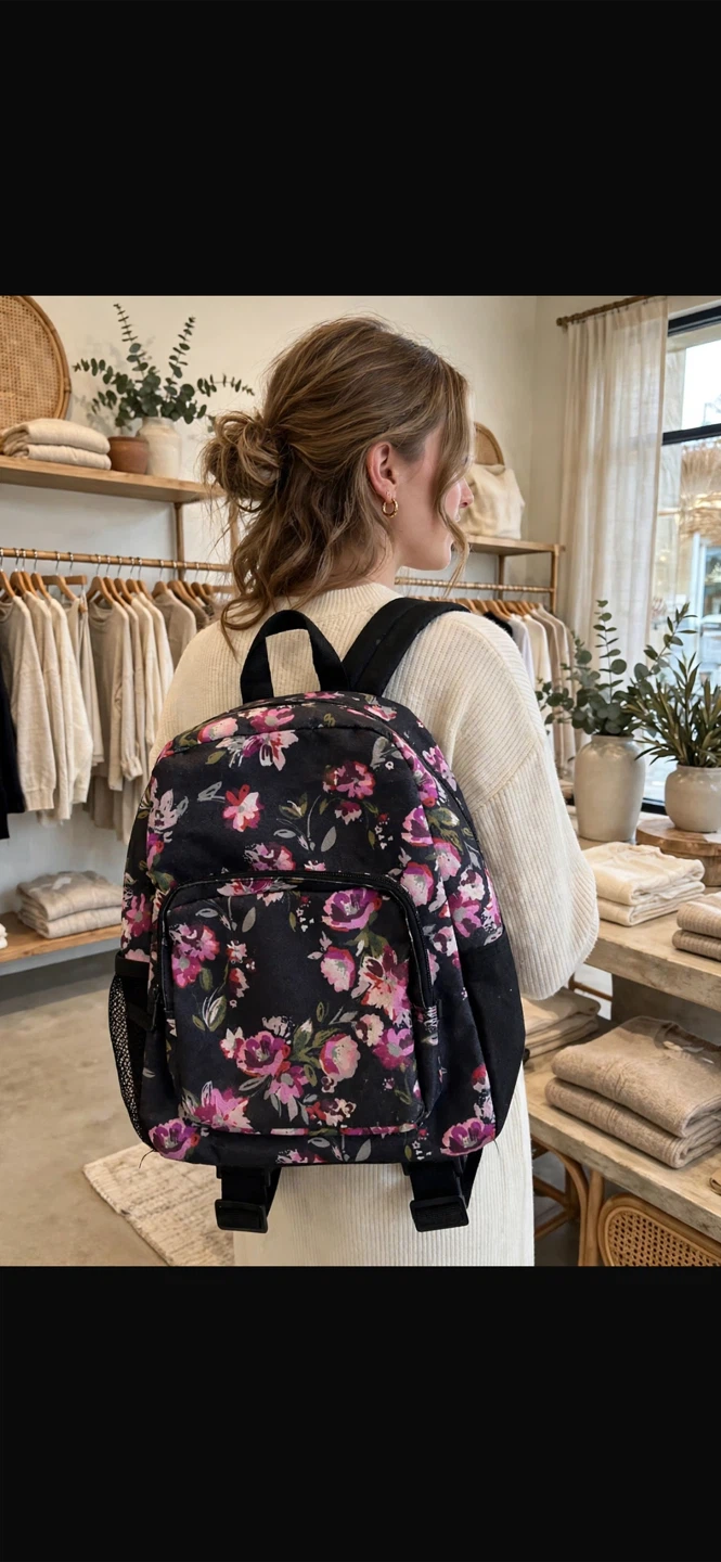 Floral pattern mini backpack
