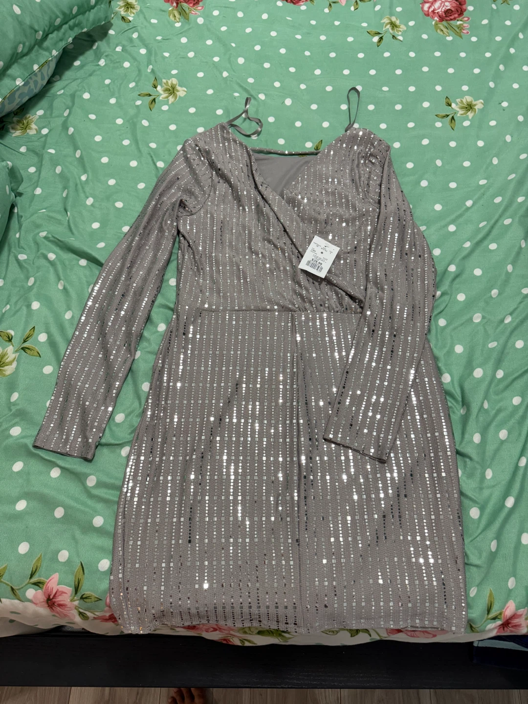 Silver Sequin Wrap Dress - photo 2