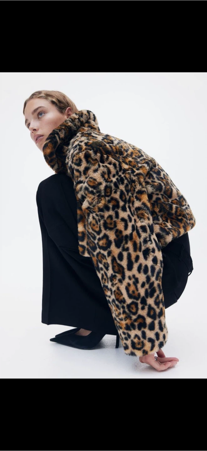 leopard print faux fur jacket