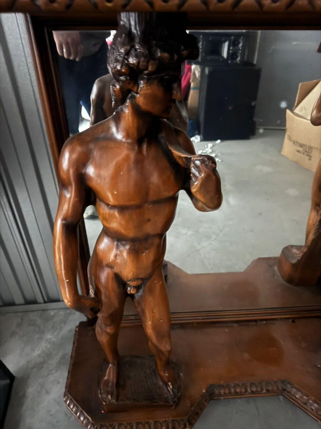 Vintage Marble Top Console Table with Sculpted Figures - photo 3