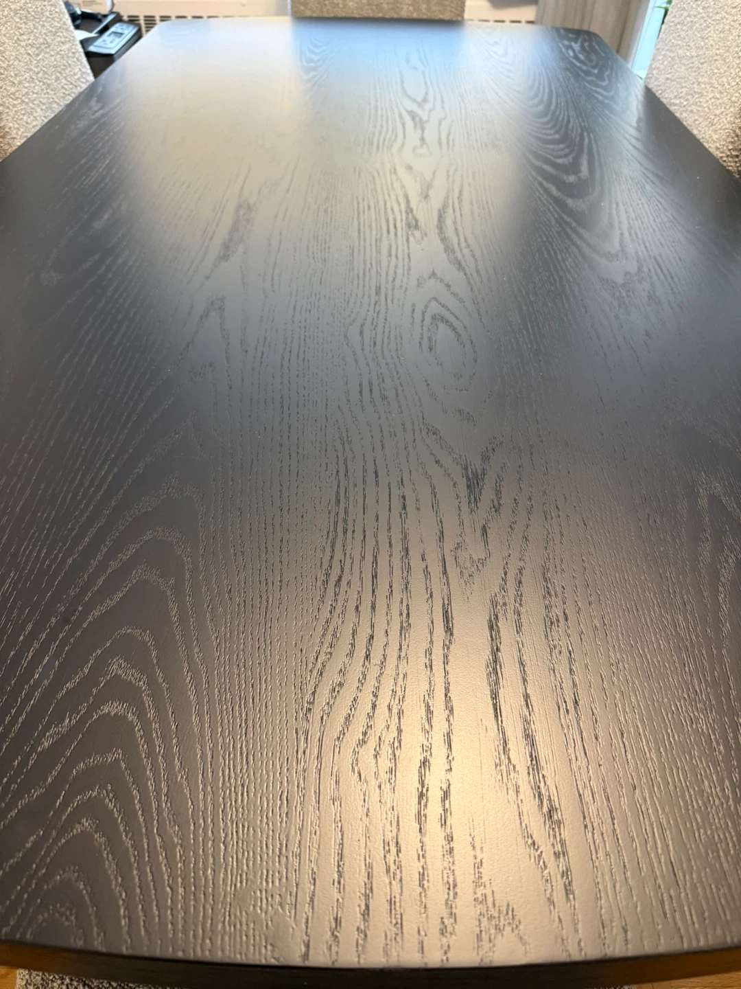 Black Dining Table with Six Grey Upholstered Chairs - photo 4