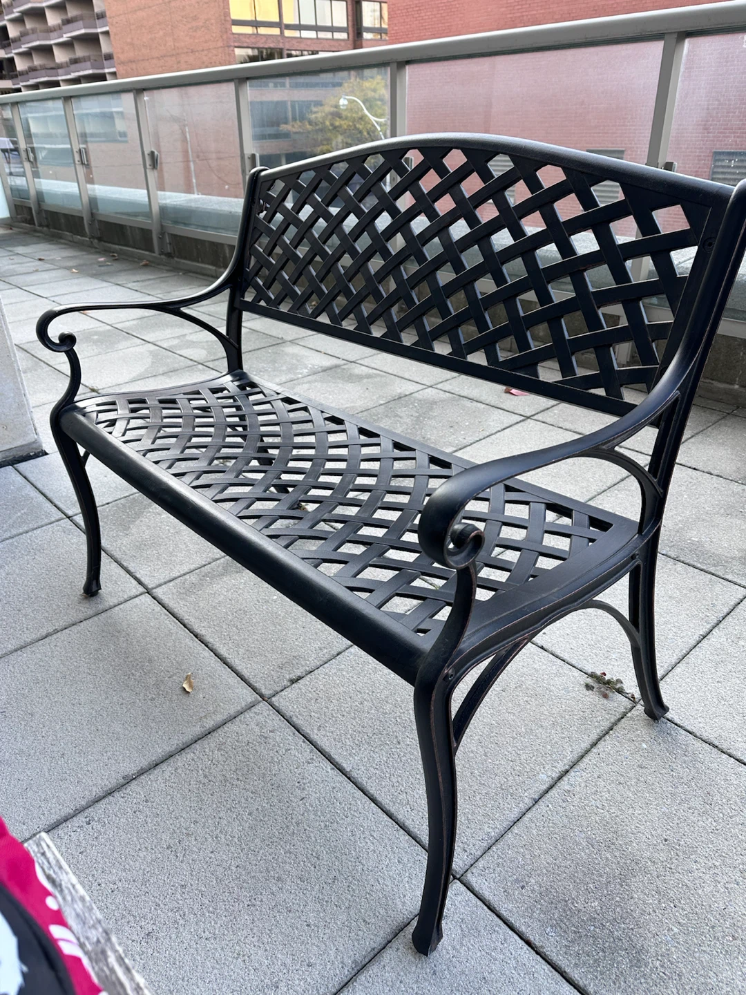 Black Metal Outdoor Bench