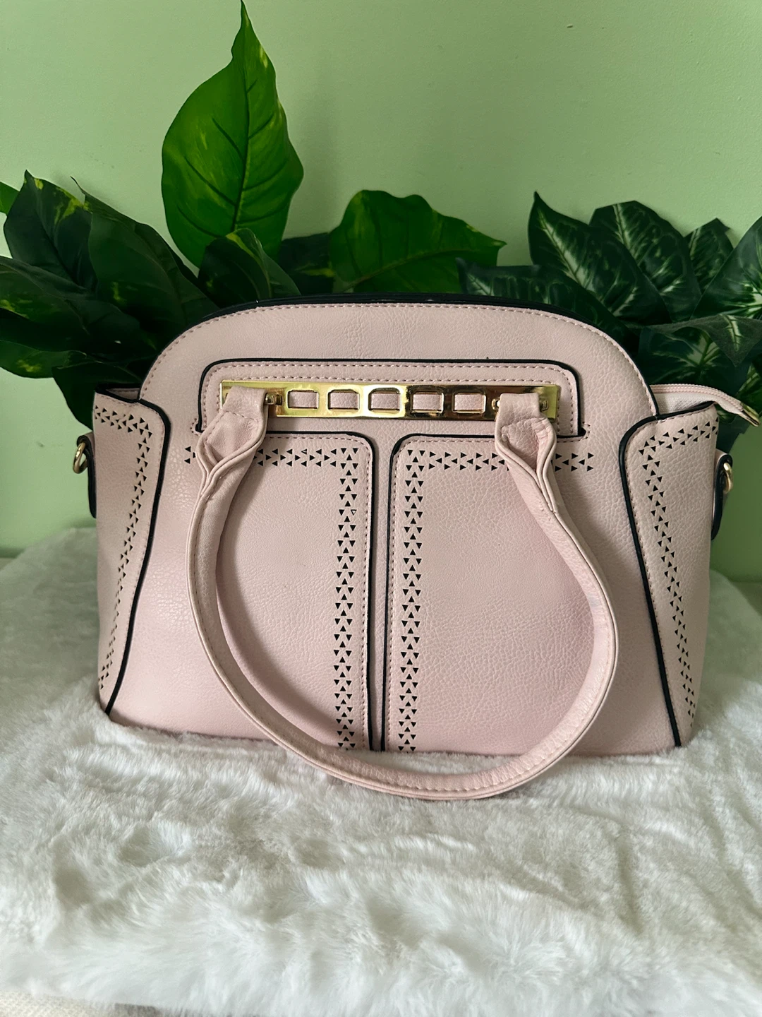 Pink Satchel Handbag with Detachable Strap
