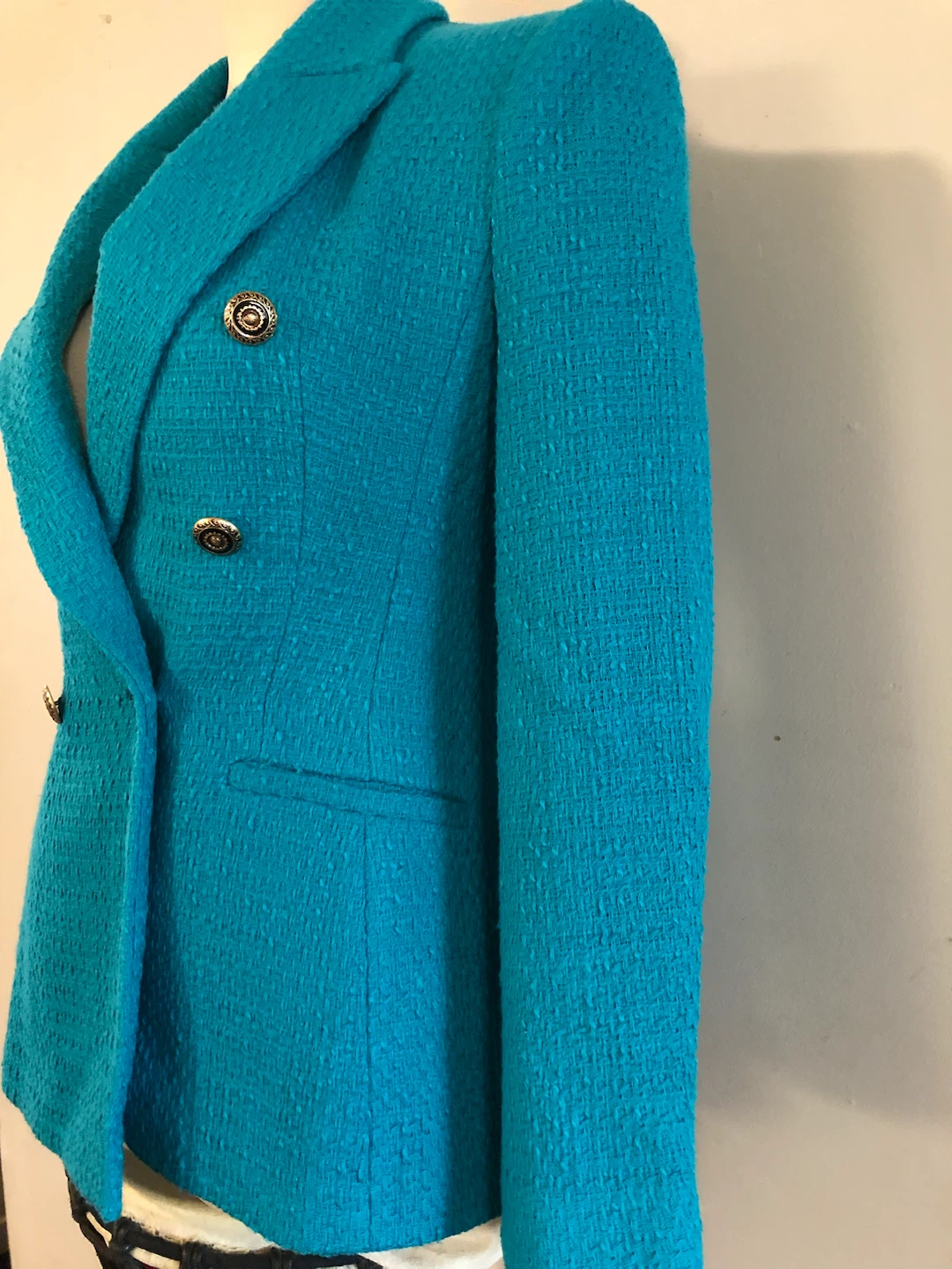ZARA Turquoise Tweed Blazer Size Small - photo 2