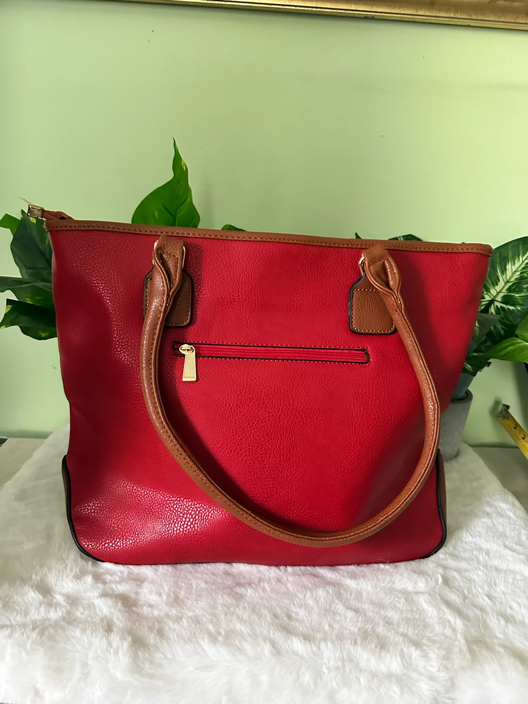 Red Faux Leather Tote Bag - photo 2