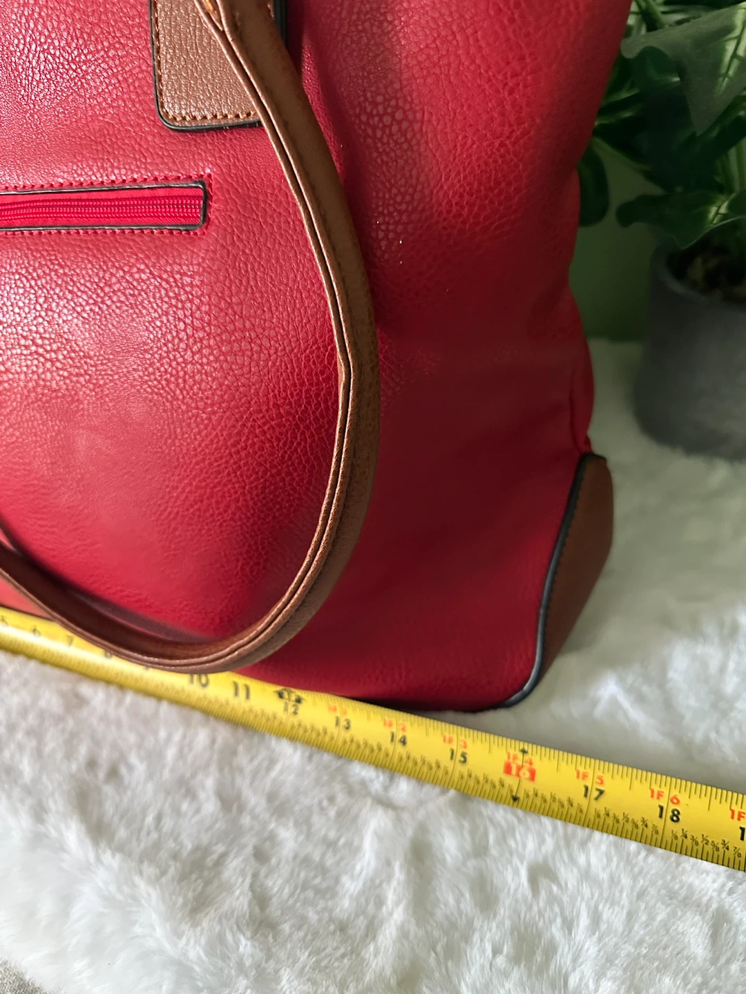 Red Faux Leather Tote Bag - photo 4