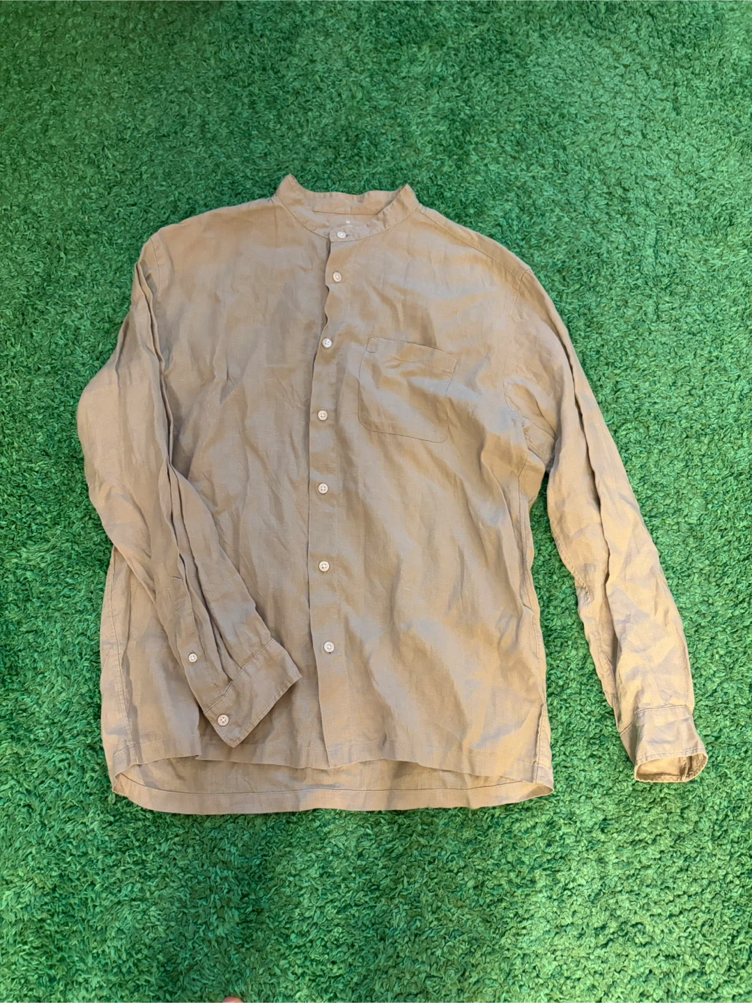 MUJI Men’s Linen Stand Collar Shirt