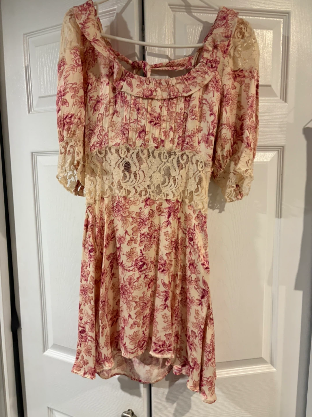 NEW Free People Floral Mini Dress with Lace Detail