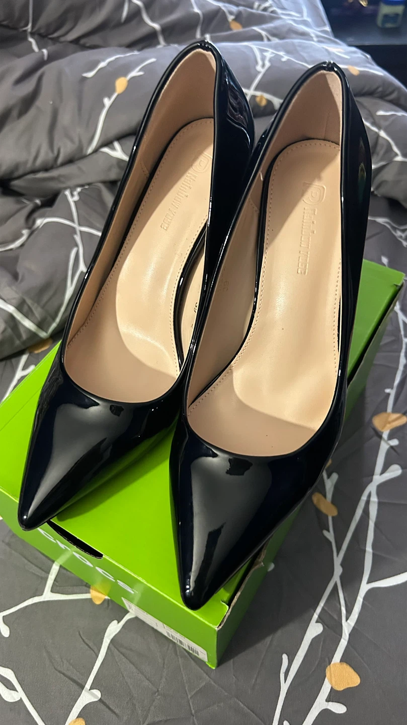 Rainbow Rose Black Patent Pumps