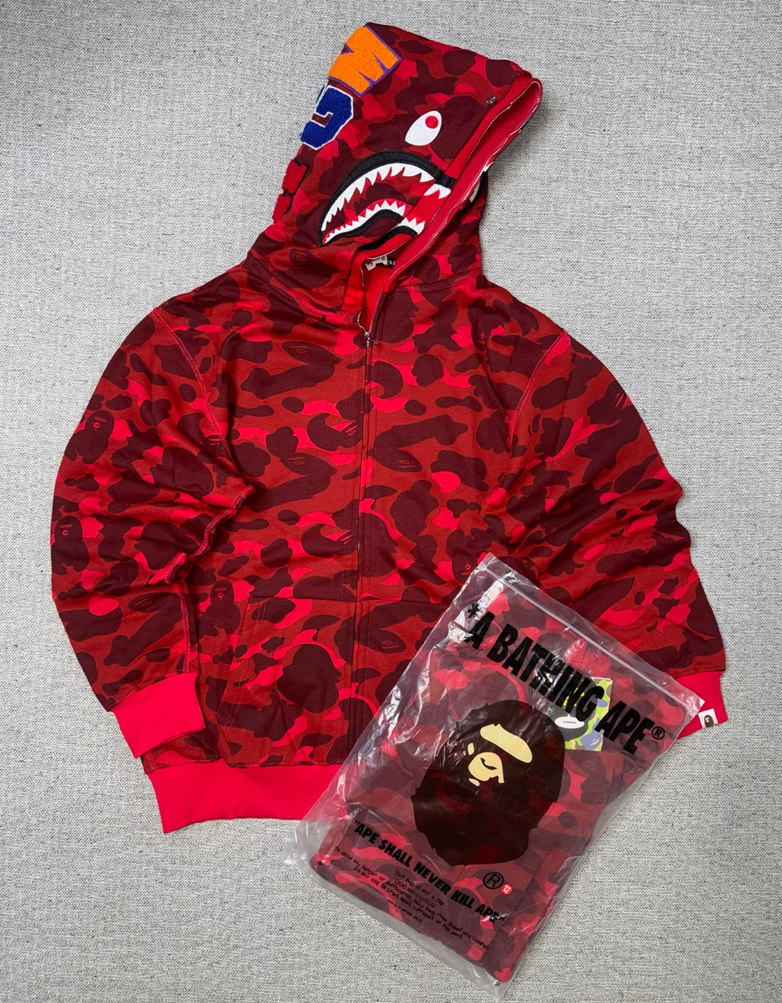 A Bathing Ape Shark Full Zip Hoodie Red
