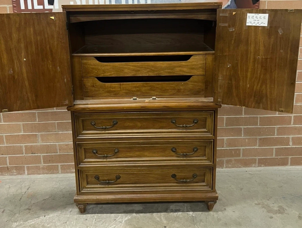 Vintage Traditional Wood Armoire with Drawers - photo 3