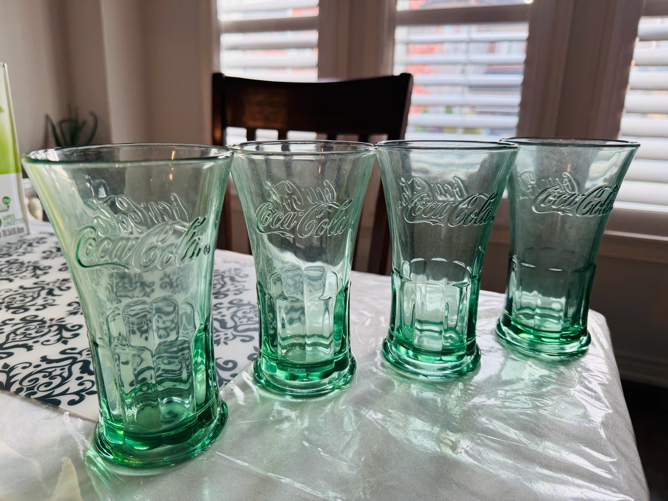 Set of 4 Coca-Cola Green Glass Tumblers