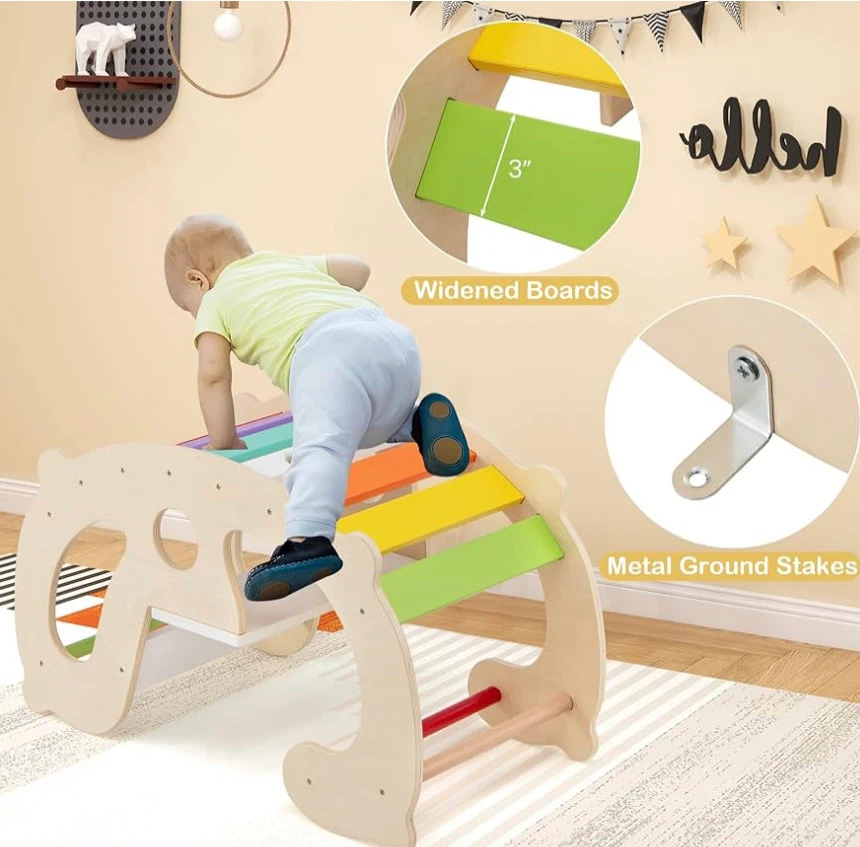 2-in-1 Kids Wooden Rocking Chair and Climbing Arch - photo 4