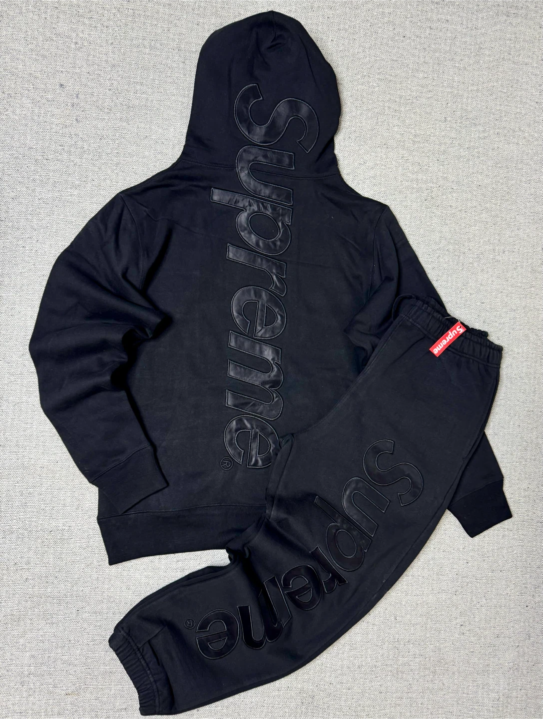 Supreme Black Hoodie and Sweatpants Set