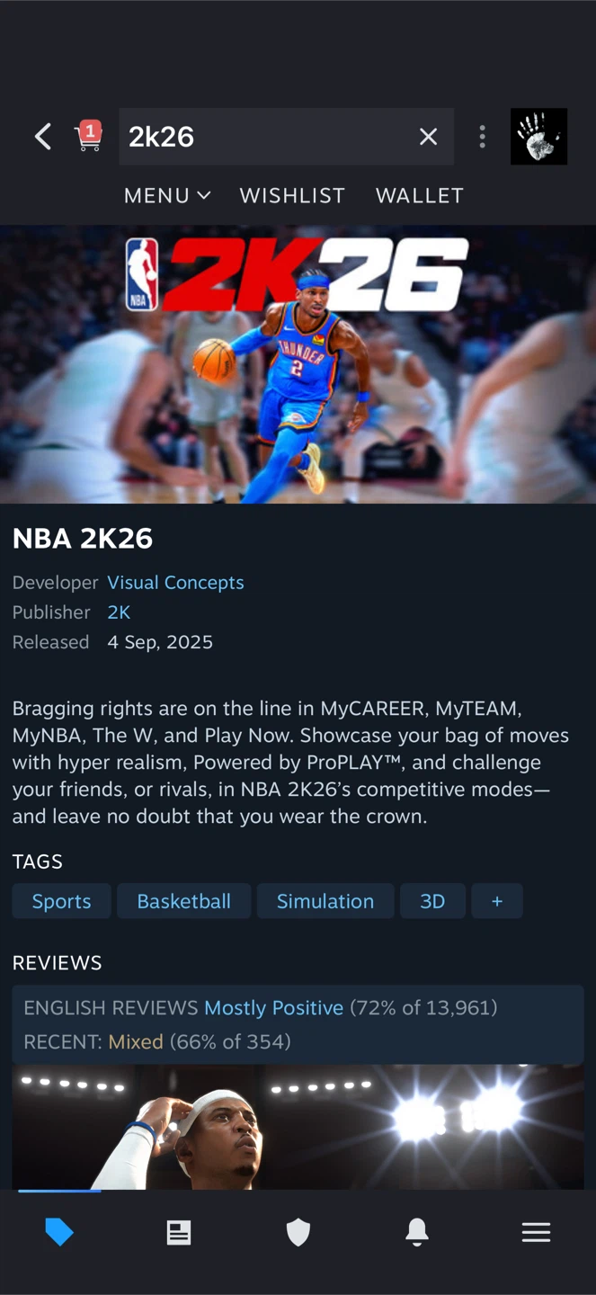 Steam account with NBA 2K26