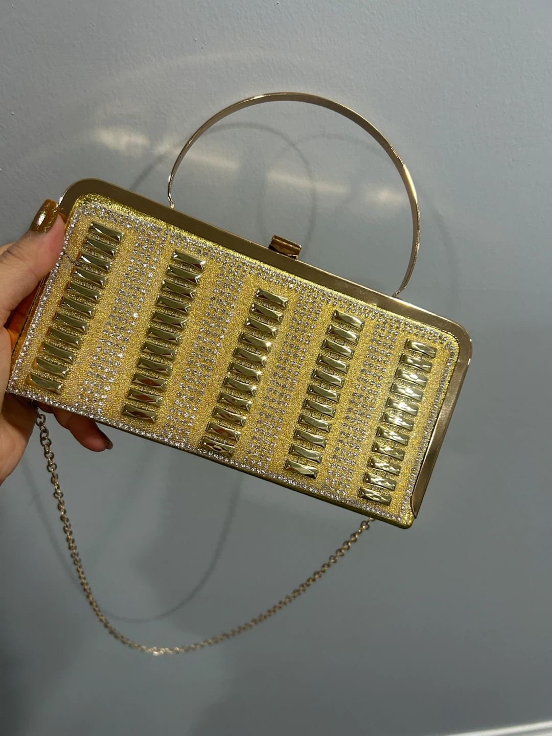 Gold Rhinestone Clutch Handbag