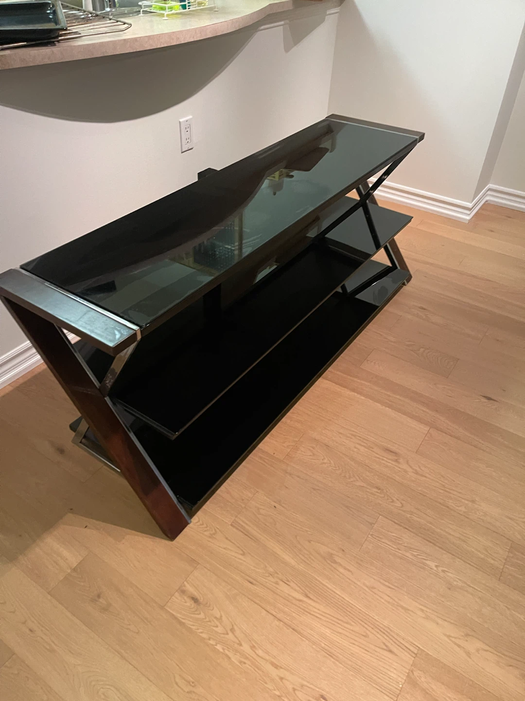 Modern Glass and Wood Media Console - photo 2