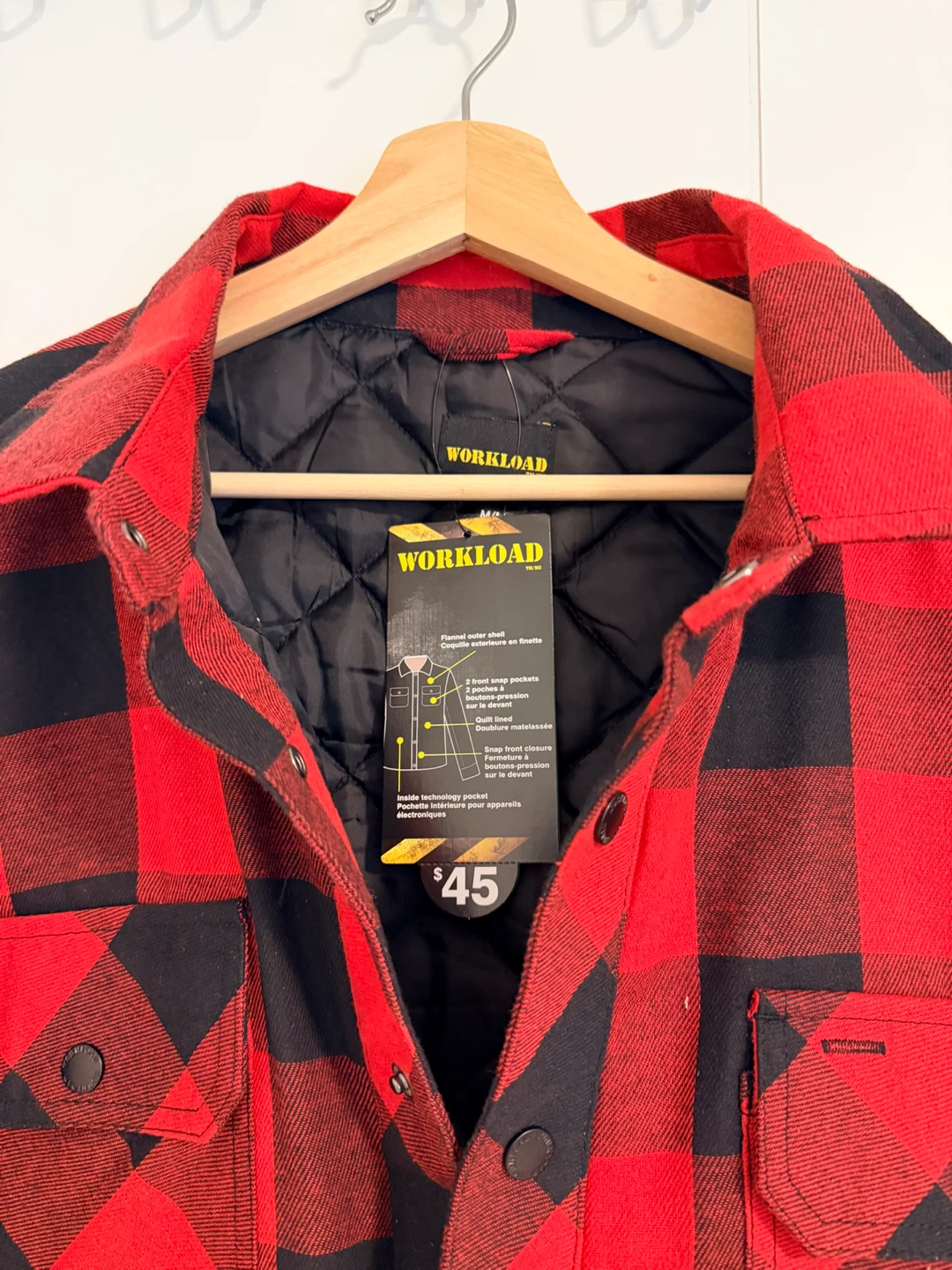 Men Red Plaid Quilt-Lined Flannel Shirt Jacket - photo 2