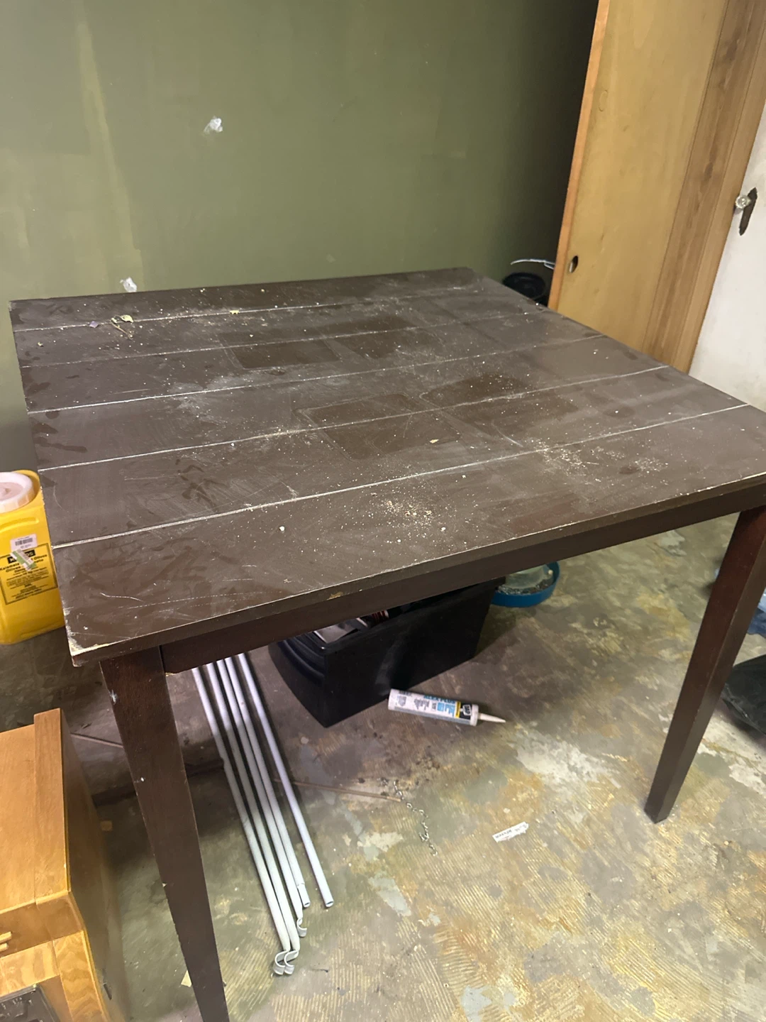 Dark brown wooden square table