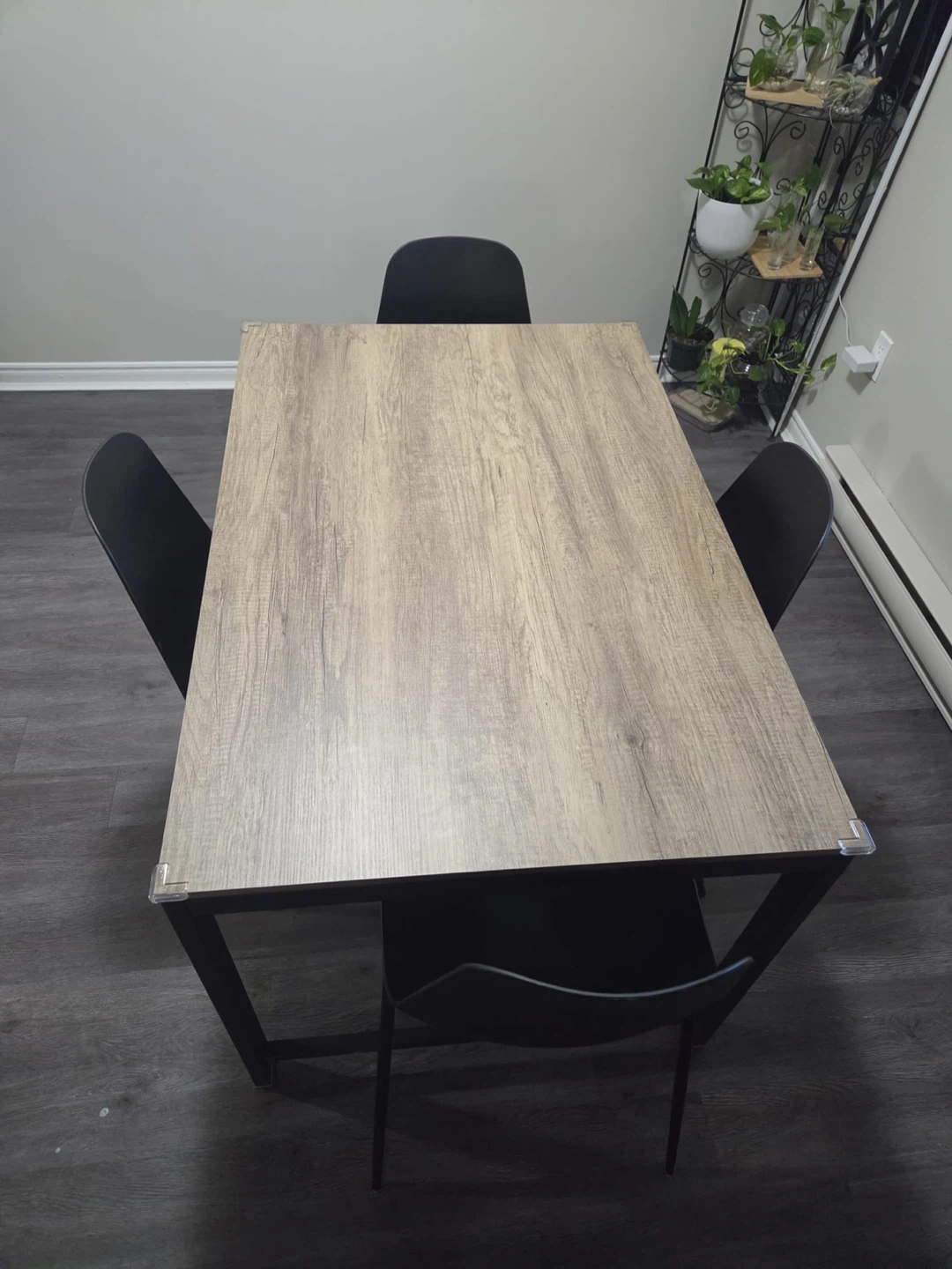 Modern Dining Table Set with 4 Black Chairs