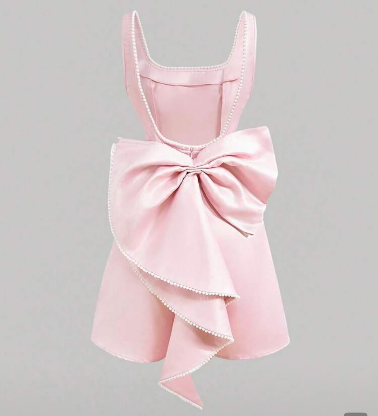 For Sale: Pink Short Dress with Detachable Square Bow Knot