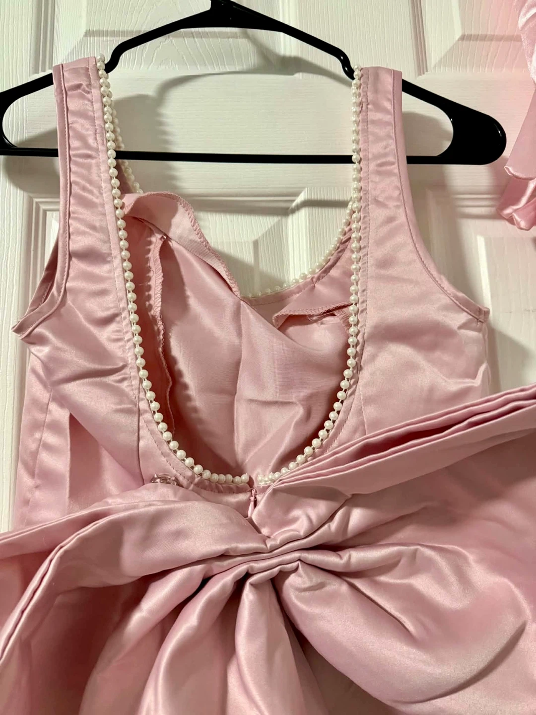 For Sale: Pink Short Dress with Detachable Square Bow Knot - photo 5