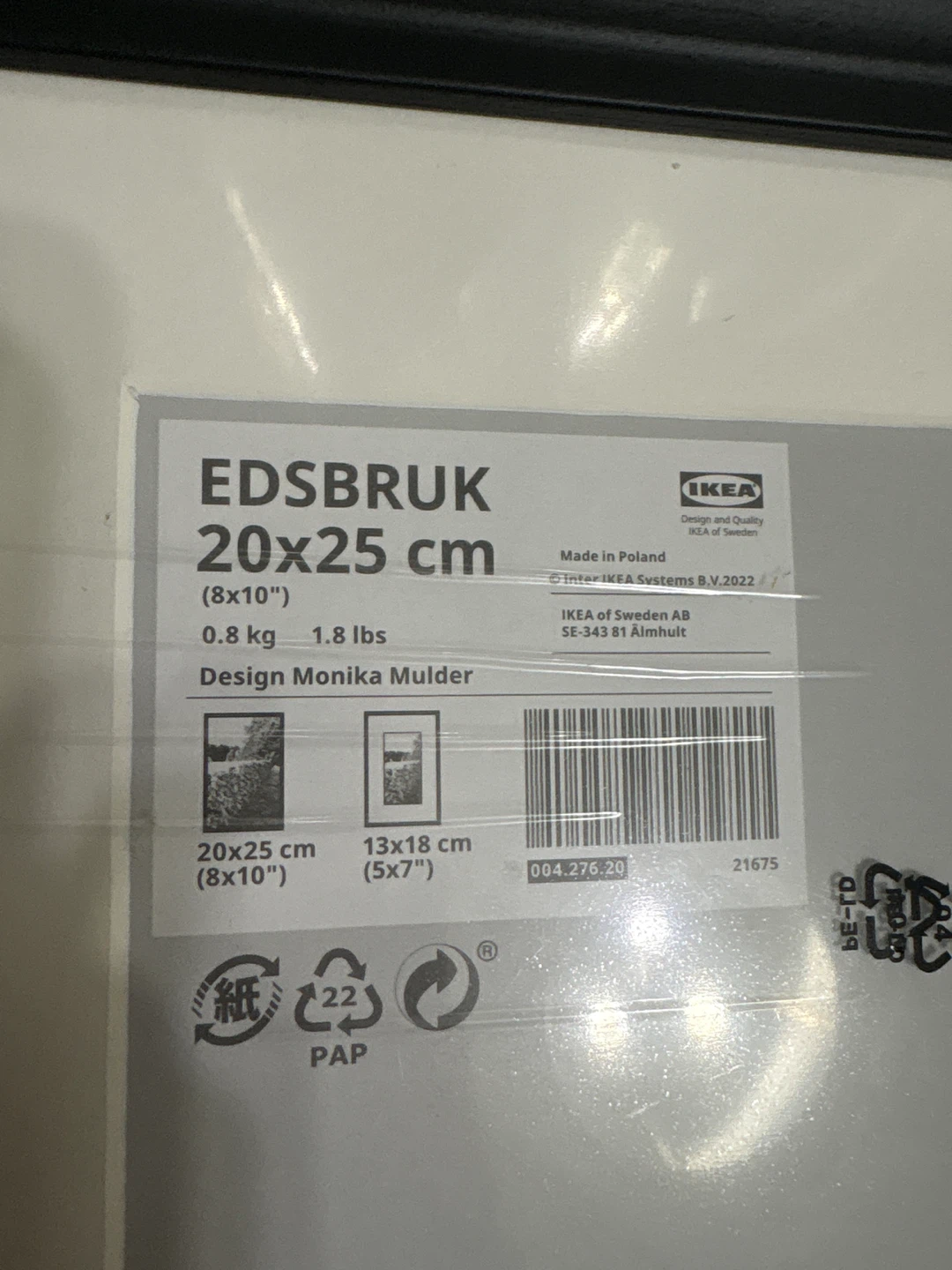 IKEA EDSBRUK Black Photo Frame 20x25 cm - photo 2