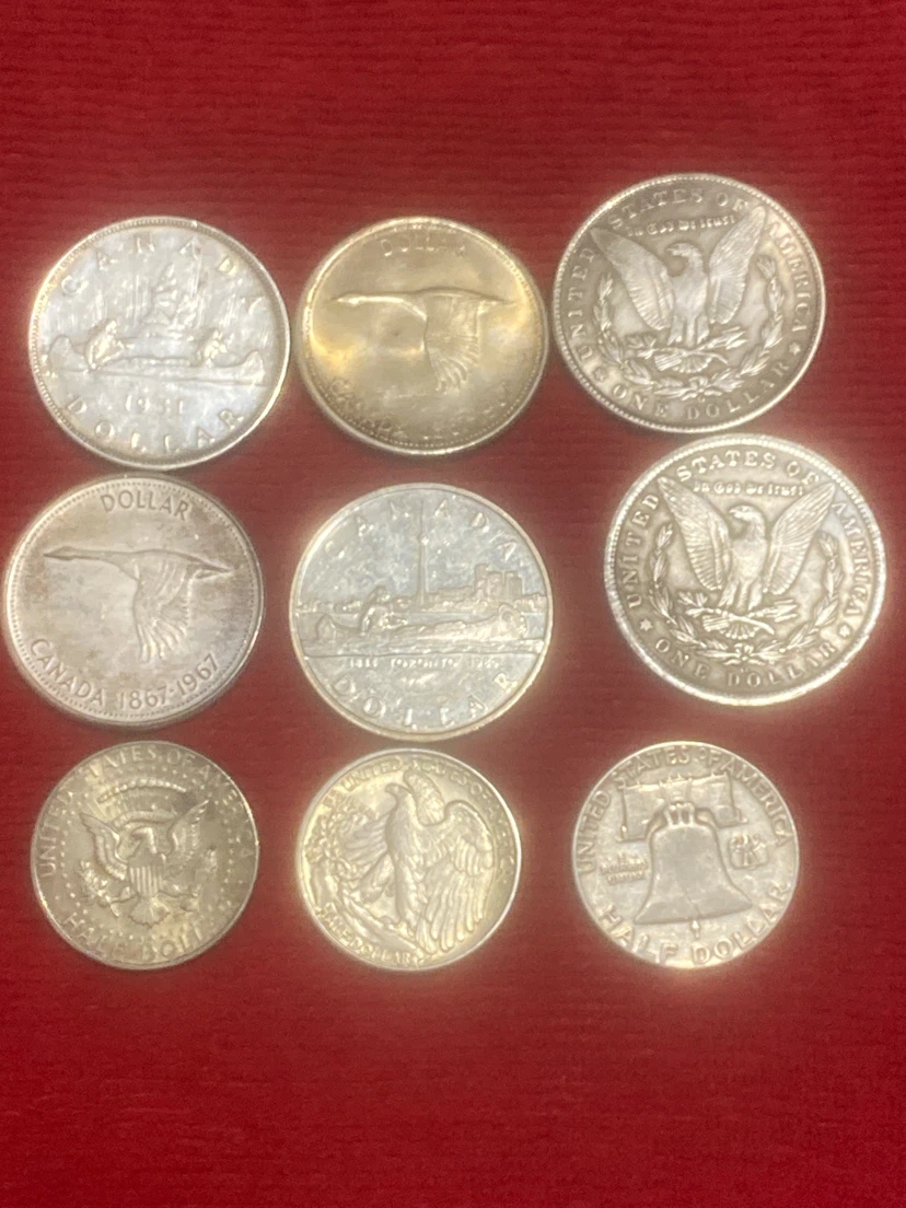 Collection of 9 Vintage  silver Canadian and American Coins - photo 5