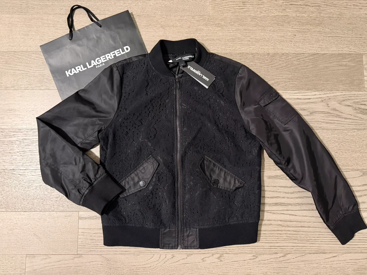 NEW Karl Lagerfeld Women’s Lace Bomber Jacket - M