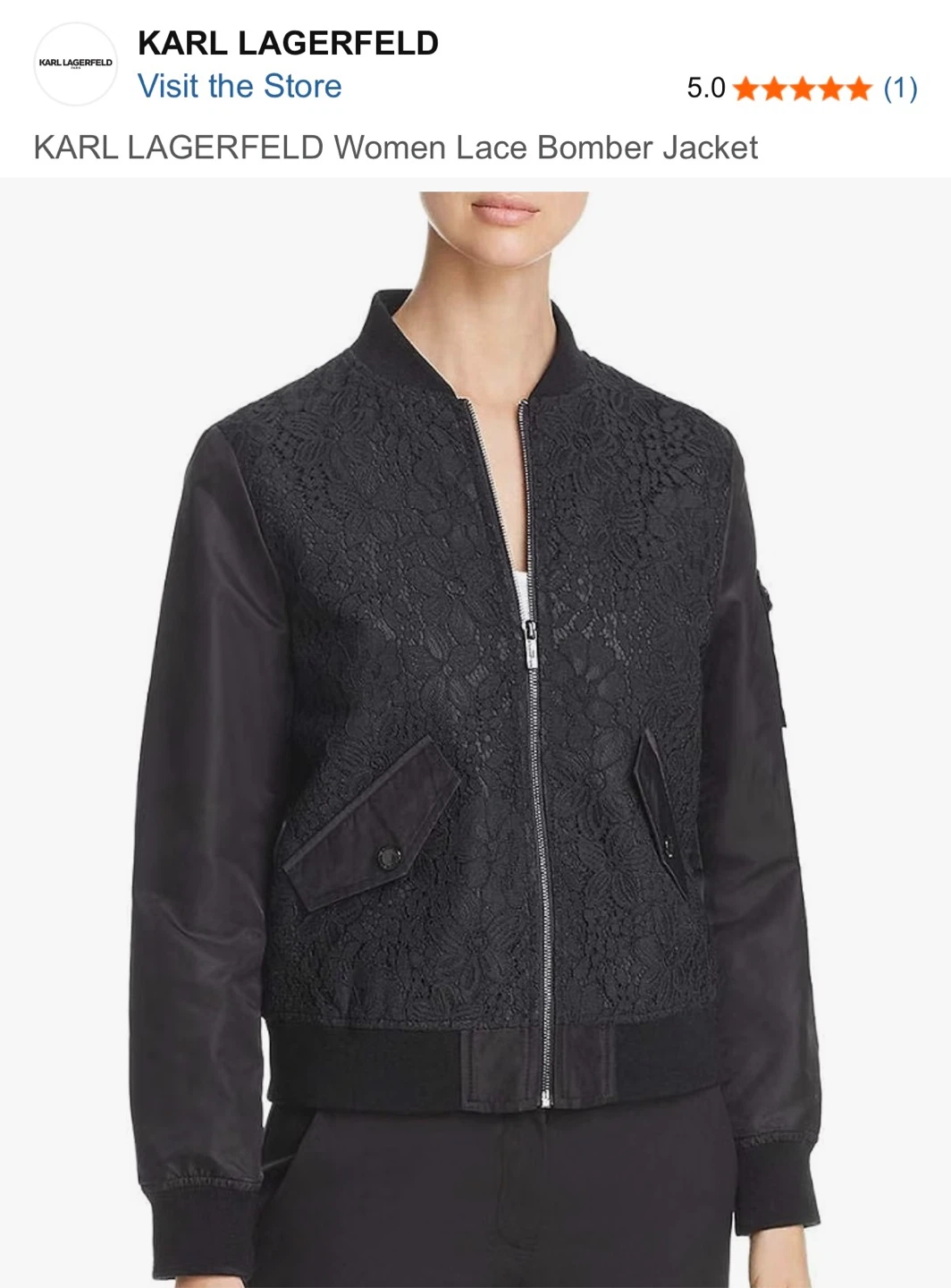 NEW Karl Lagerfeld Women’s Lace Bomber Jacket - M - photo 4