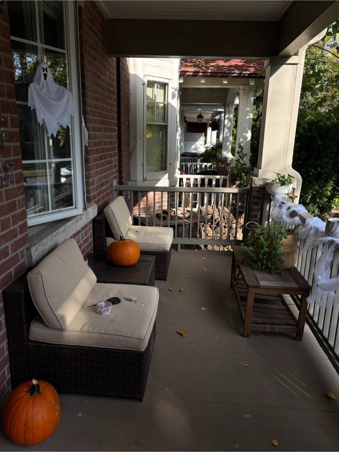 3 Piece Wicker Patio Chairs with Cushions & Table