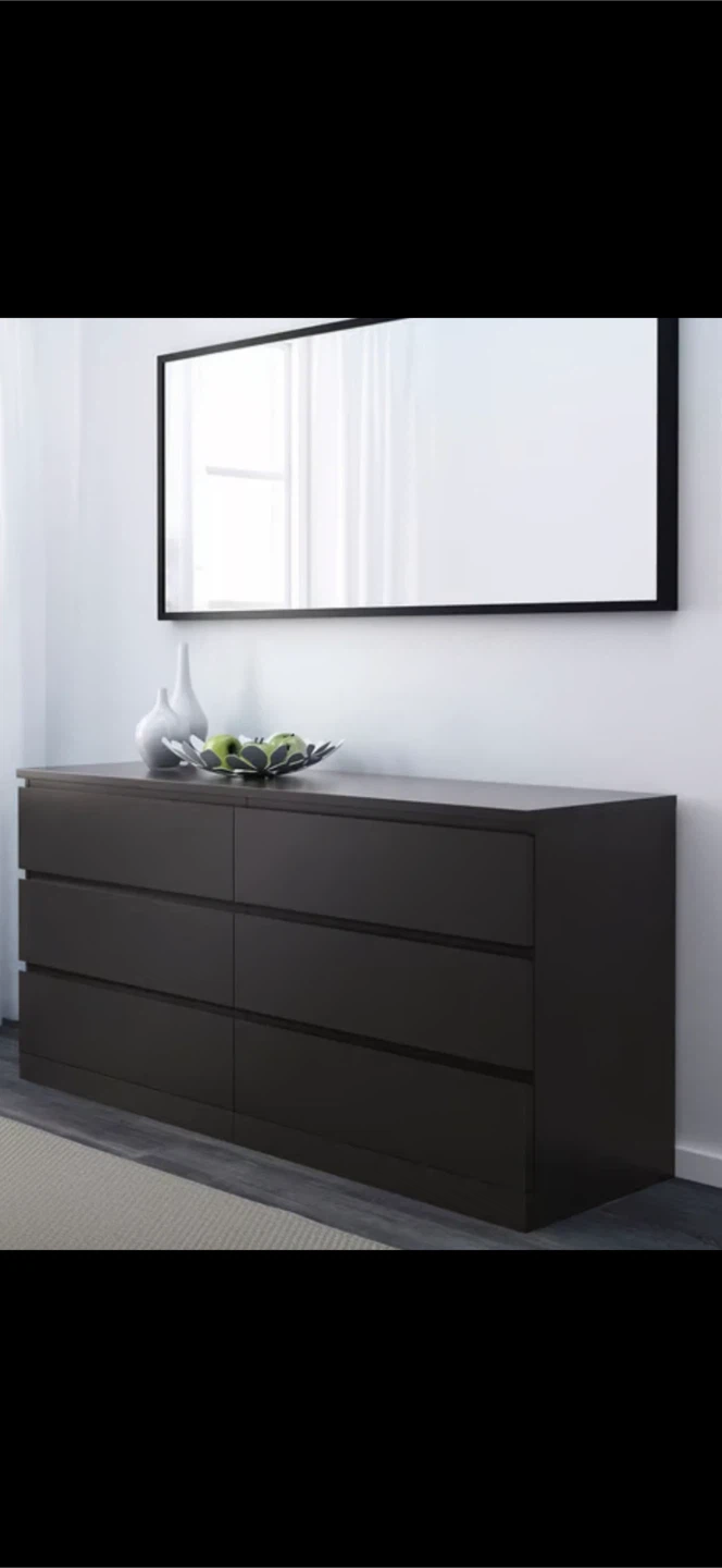 IKEA MALM 6-Drawer Dresser Black-Brown
