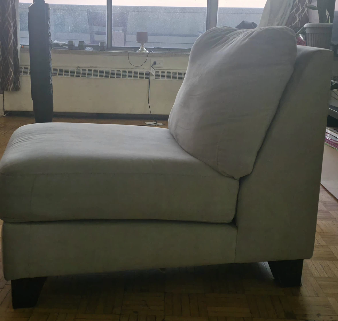 Light Grey Armless Accent Chair