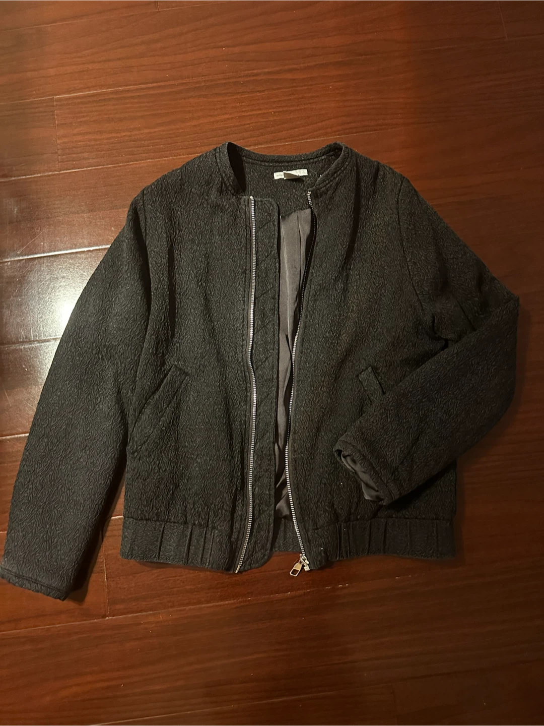 H&M Silk Blend Textured Bomber Jacket