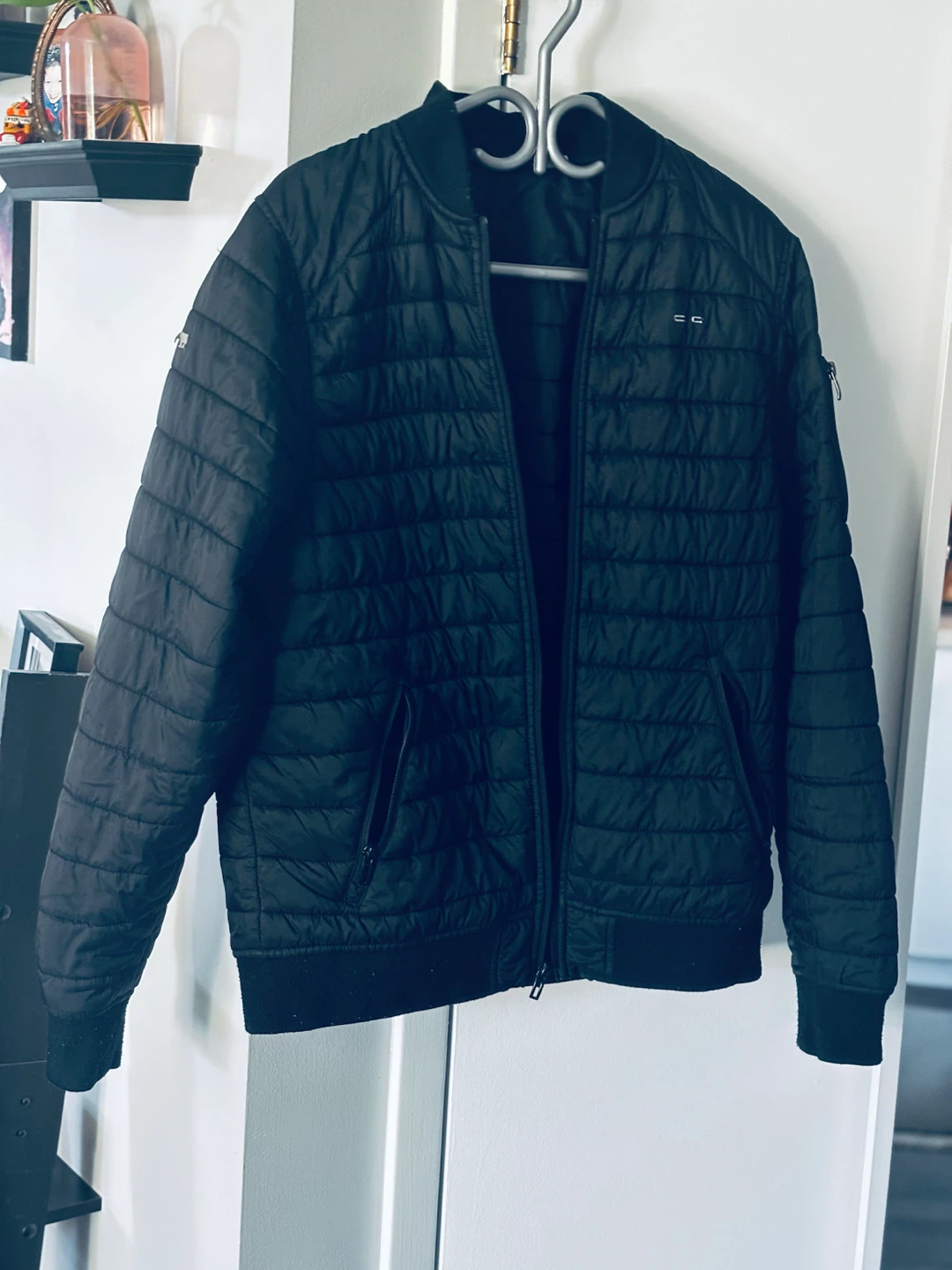 Lucid Black Quilted Bomber Jacket