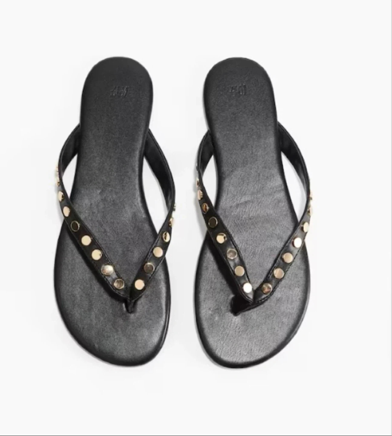 H&M Black Studded Flip Flops