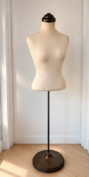 Vintage Dress Form Mannequin on Heavy Brass Stand