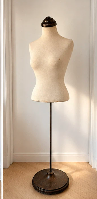 Vintage Dress Form Mannequin on Heavy Brass Stand - photo 2