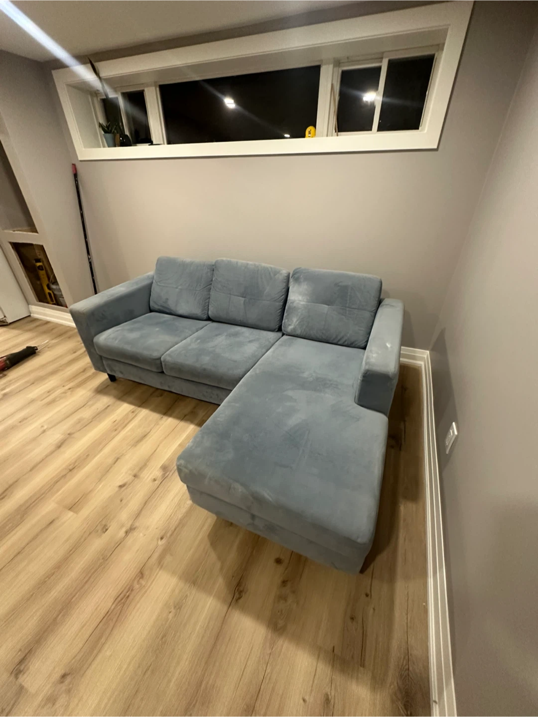 Blue Velvet Sectional Sofa - photo 2