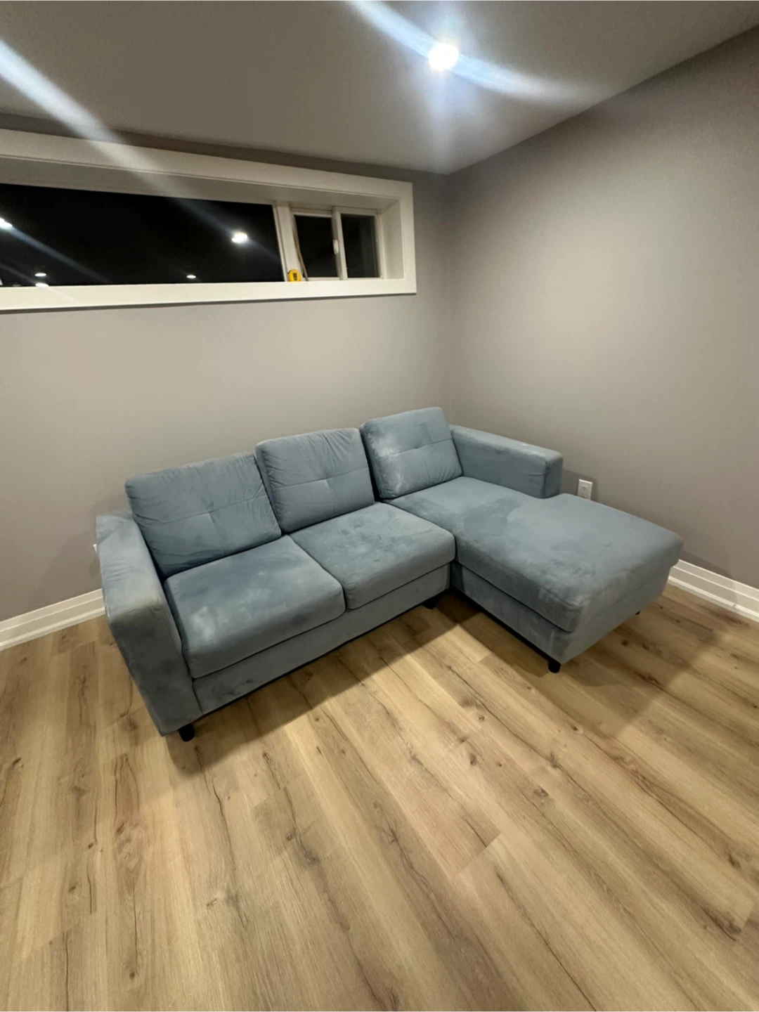Blue Velvet Sectional Sofa - photo 3