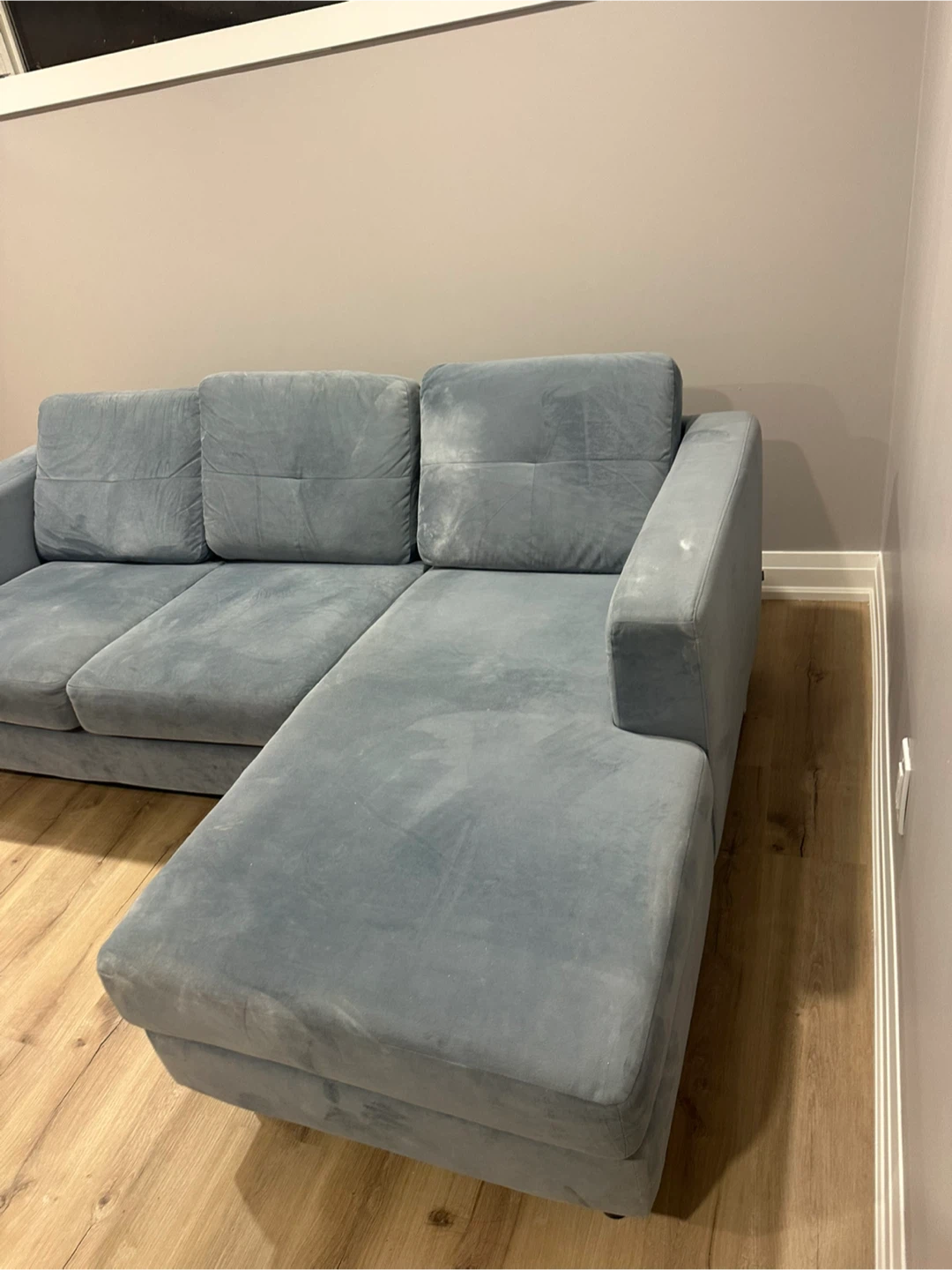 Blue Velvet Sectional Sofa - photo 4