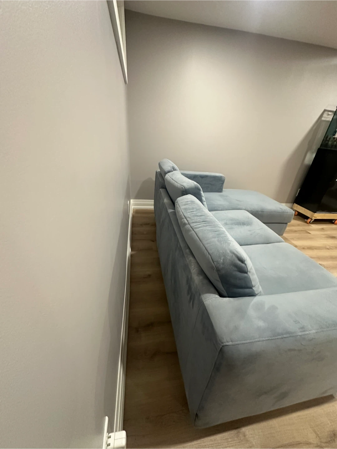 Blue Velvet Sectional Sofa - photo 5