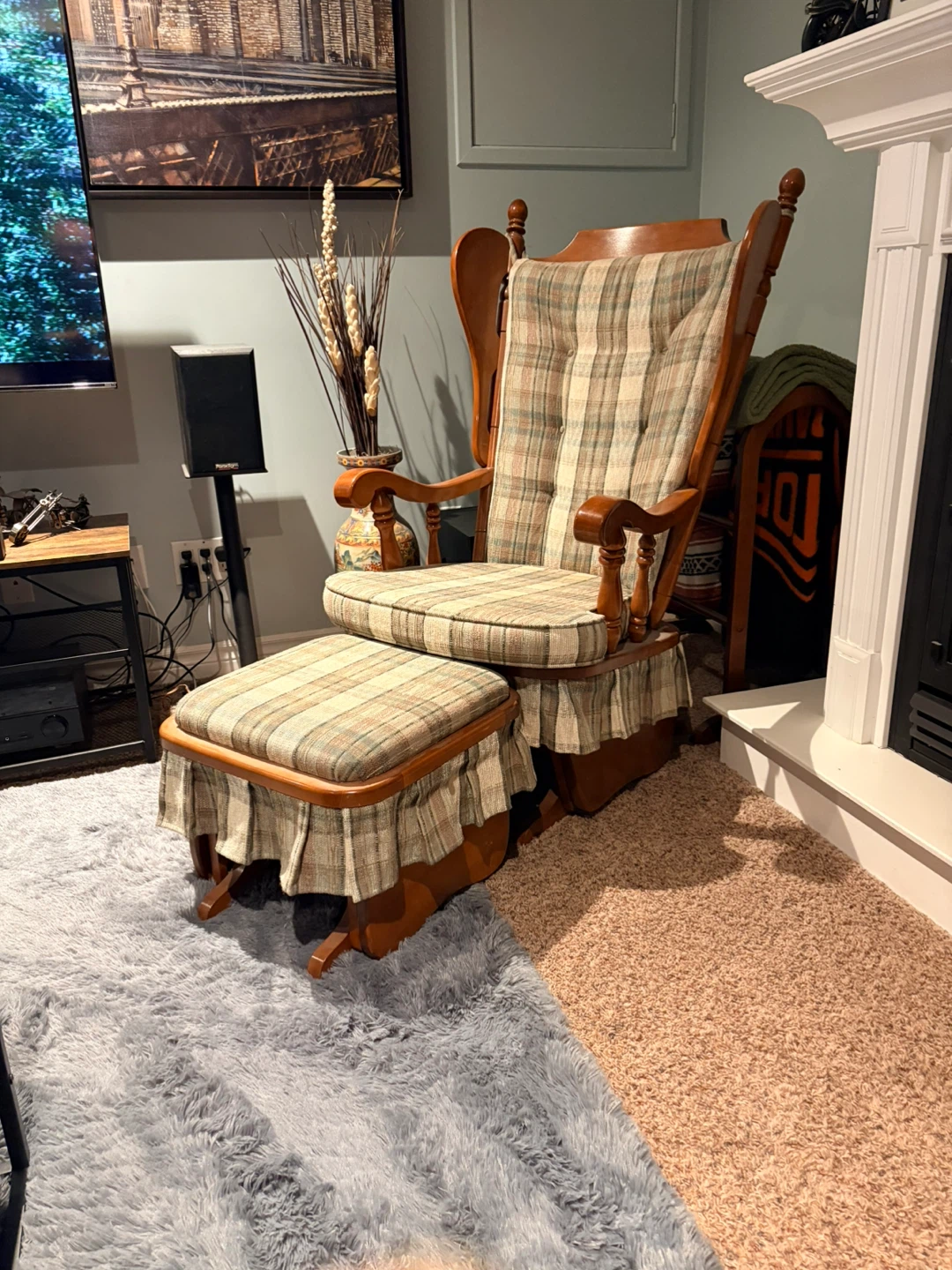 Wooden Glider Rocking Chair with Ottoman - photo 2