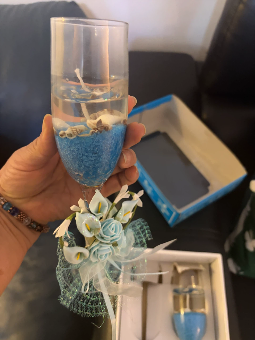 Decorative Champagne Glass Gel Candles - photo 2