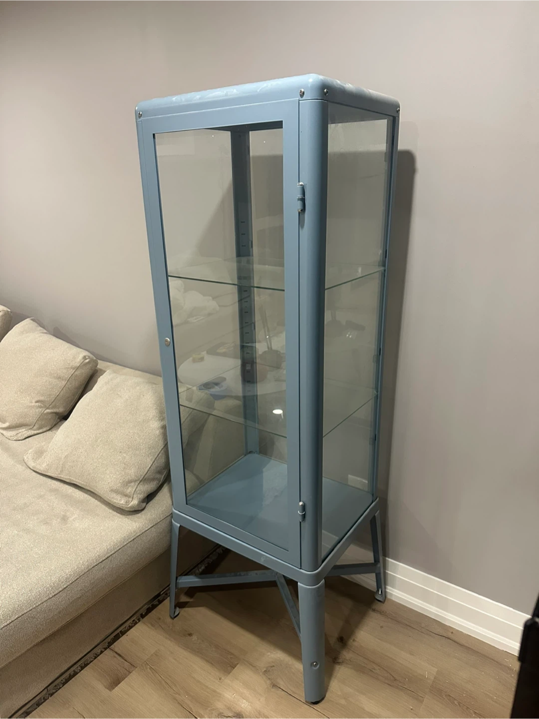 Glass Door Cabinet Light Blue - photo 4
