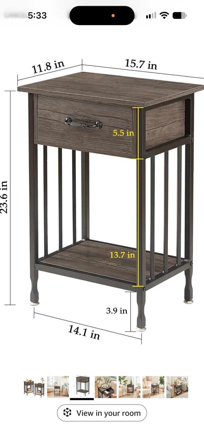 Two Rustic Bedside Side Tableswith Drawers - photo 2
