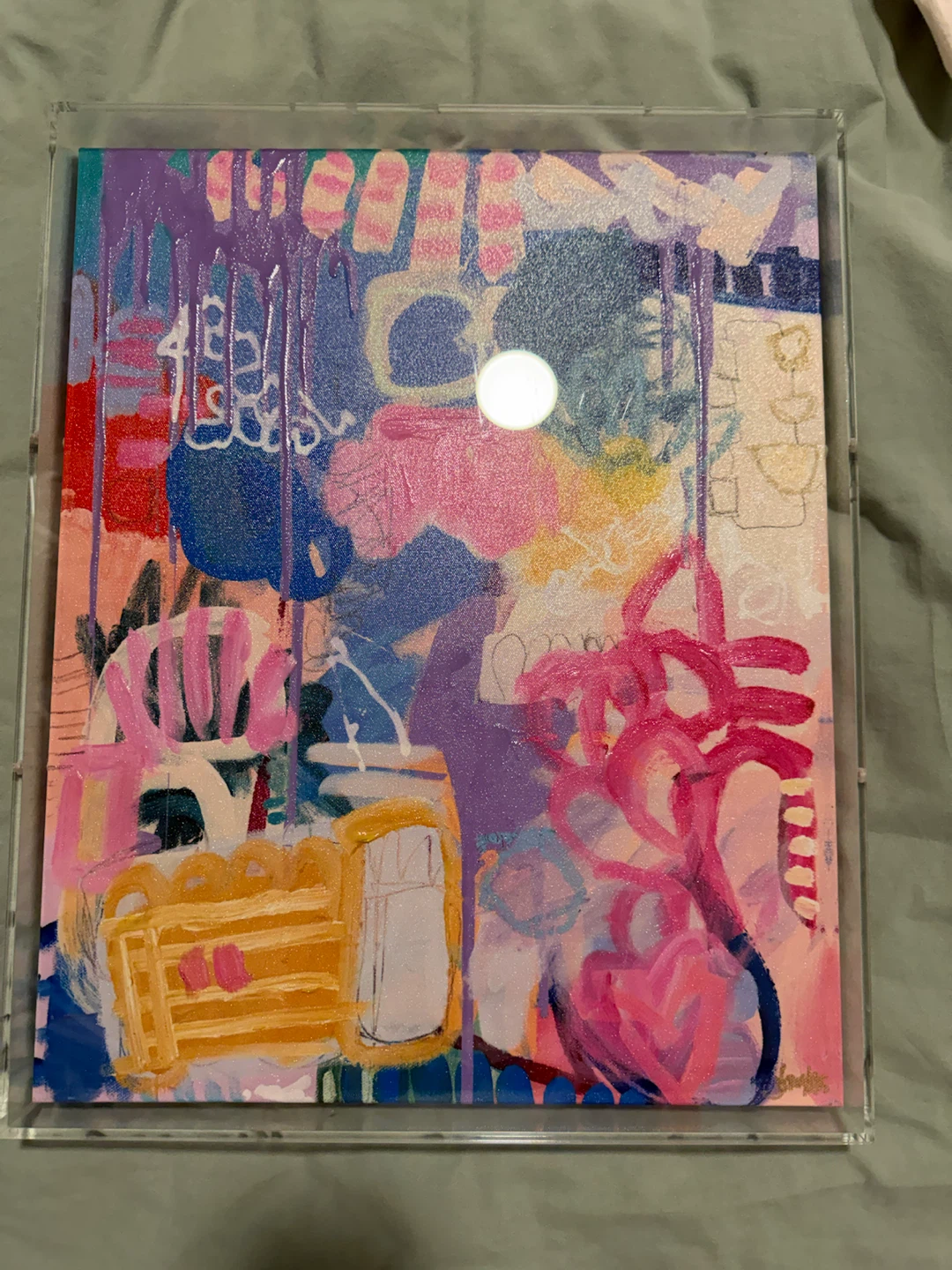 Abstract Acrylic Painting in Acrylic Box Frame