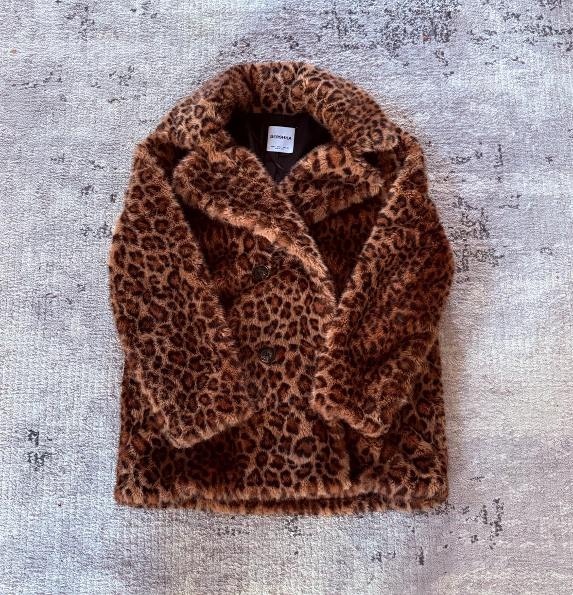 Bershka Leopard Print Faux Fur Coat