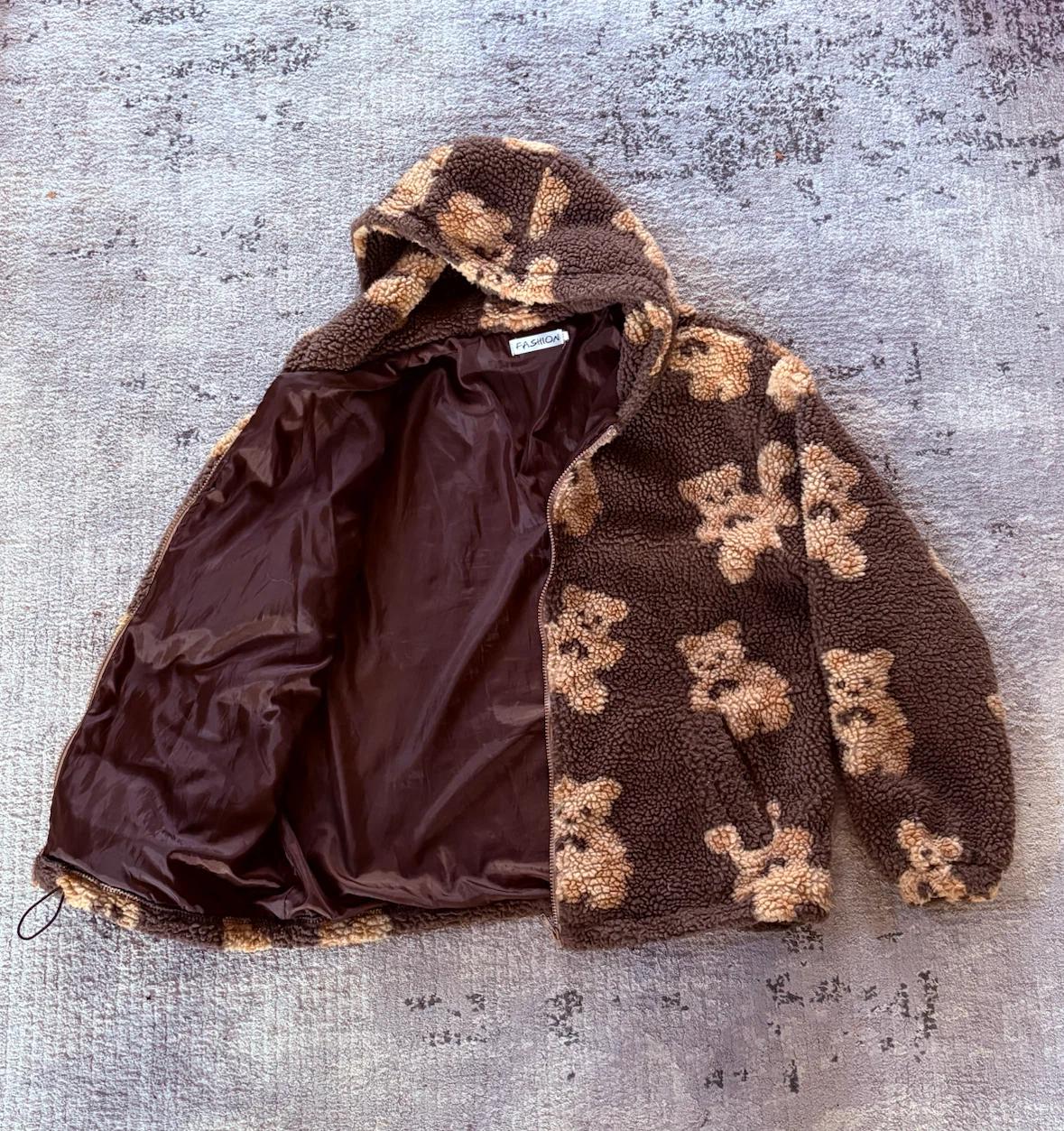 Teddy Bear Print Sherpa Hoodie - photo 3